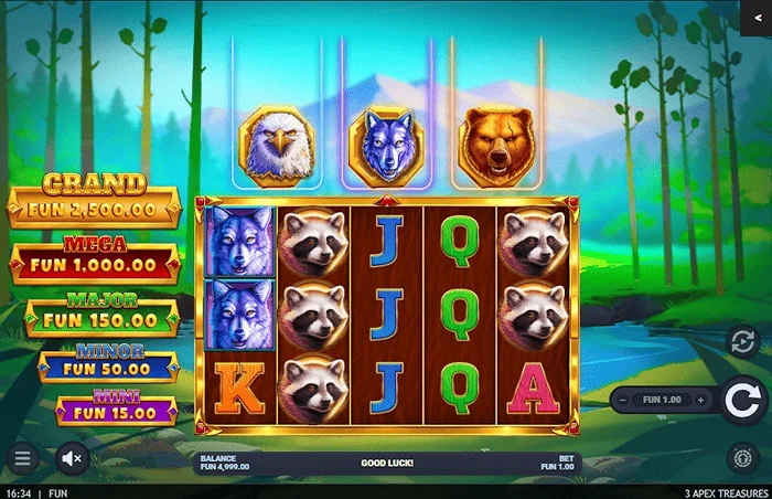 3 Apex Treasures - game screen with reels